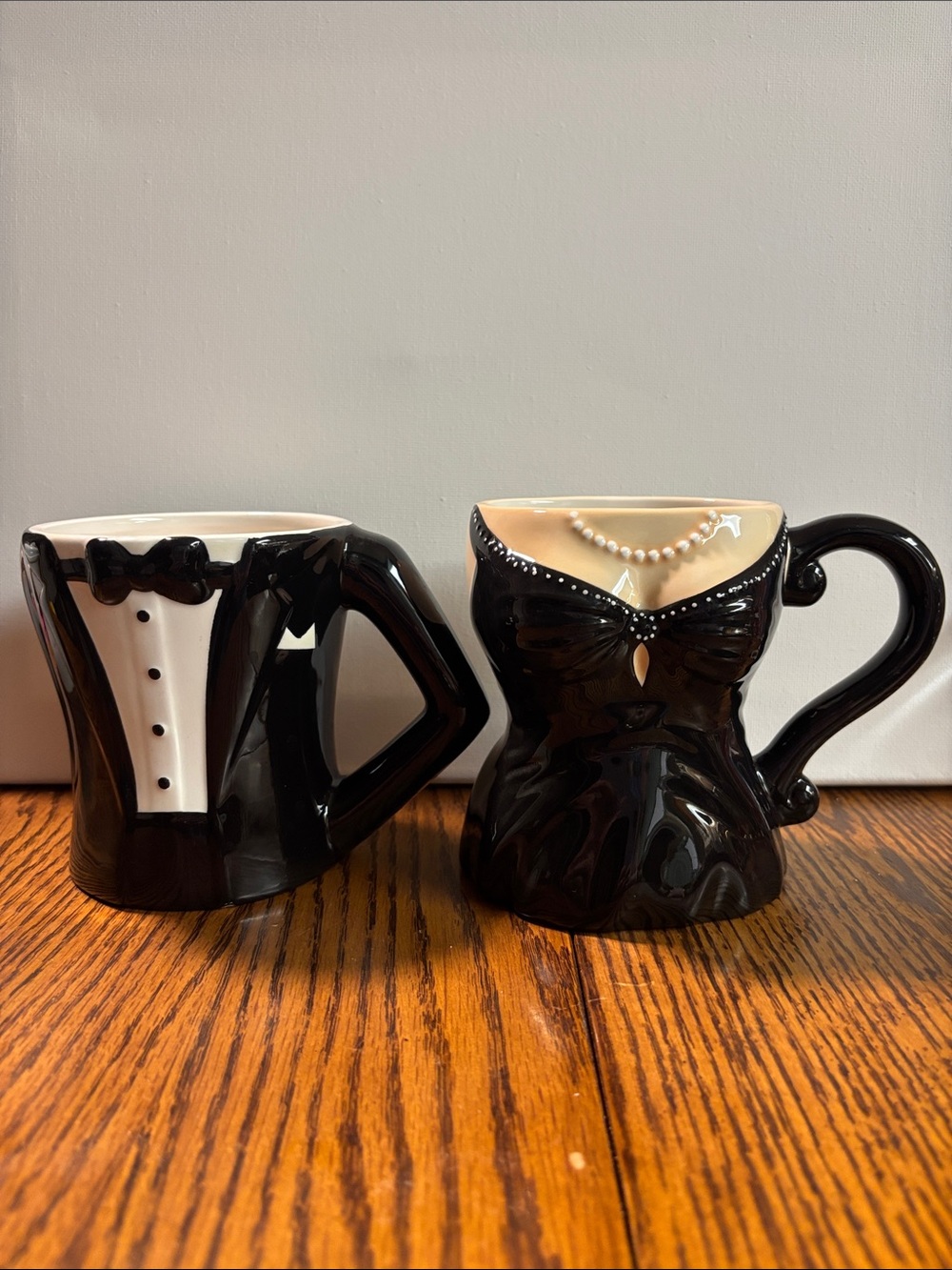 Pier 1 Black Tuxedo & Black Dress Novelty Mug Set